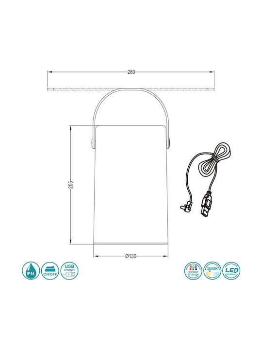 Trio Lighting Aruba Lampă De Masă LED Pentru Exterior 1W Cu Lumină Alb Cald IP44 Alb