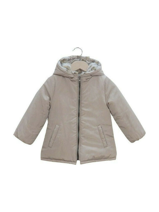 Evita Kinderjacke Kurz Beidseitig mit Kapuze Beige