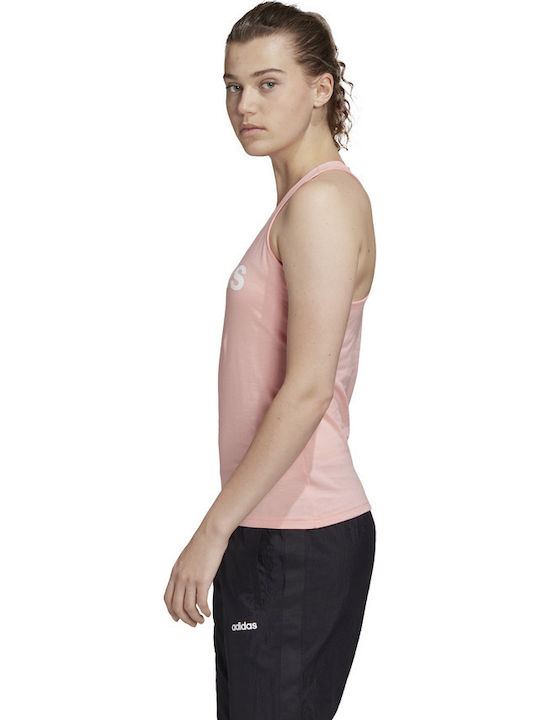 Adidas Essentials Linear Women's Athletic Cotton Blouse Sleeveless Pink