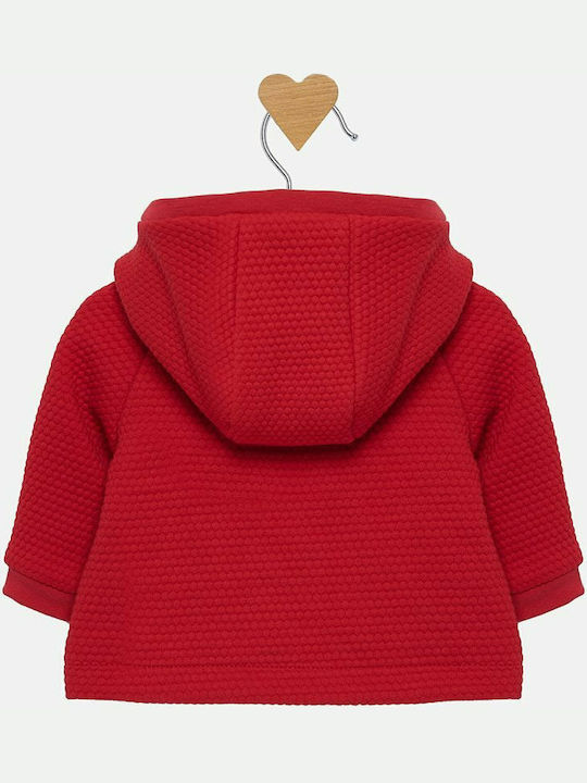 Mayoral Girls Cotton Hooded Sweatshirt with Zipper Red