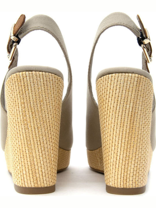 Iconic Elena Sling Back Καλοκαιρινές Γυναικείες Πλατφόρμες Μπεζ