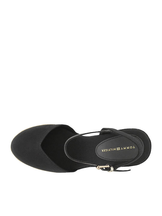 Basic Closed Toe High Platforme dama în stil espadrile Negre