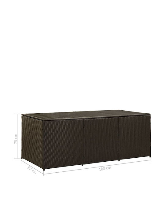 vidaXL Cutie de depozitare pentru exterior Rattan Maro L180xW70xH95buc