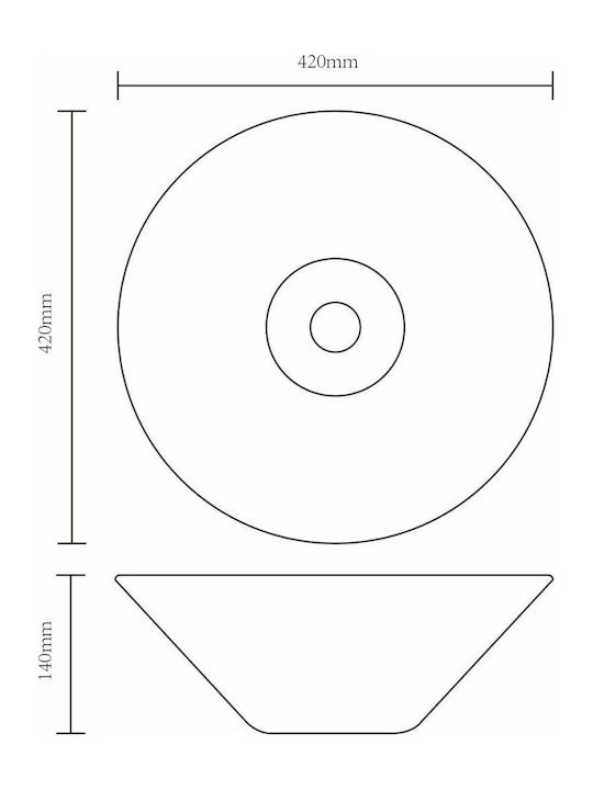 vidaXL Επικαθήμενος Νιπτήρας Κεραμικός 42x42cm Μαύρος