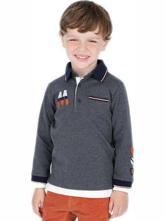 Mayoral Kids' Polo Long Sleeve Gray