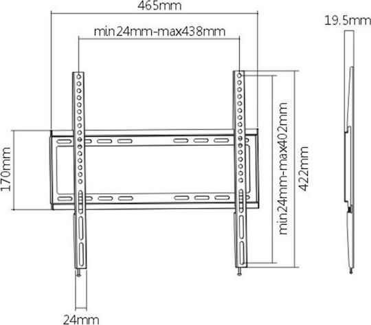 Brateck KL22-44T Стойка за телевизор Стенен до 55" и 35кг