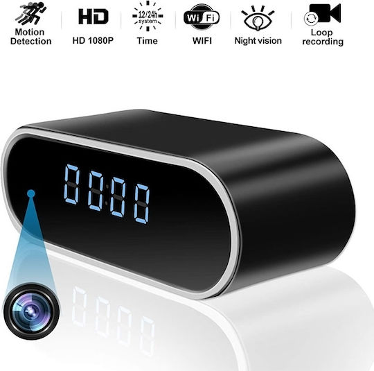 Factory Κρυφή Κάμερα WiFi Ρολόι 1080p με Υποδοχή για Κάρτα Μνήμης και Ανιχνευτή Κίνησης