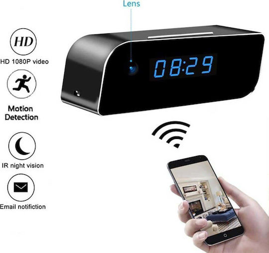 Hidden Camera WiFi Clock 1080p with Memory Card Slot and Motion Detector