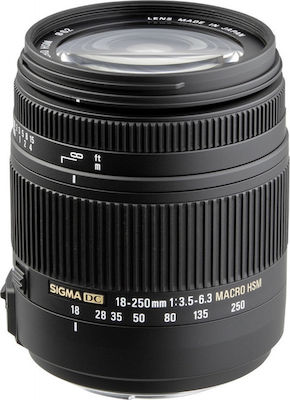 Sigma Crop Camera Lens 18-250mm F3.5-6.3 DC Macro OS HSM Wide Angle Zoom / Macro for Nikon F Mount Black