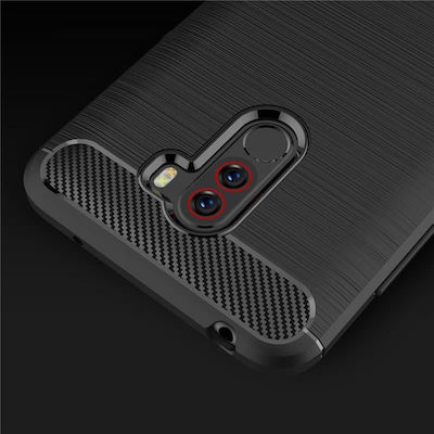 Carbon Fiber Brushed Silicone Back Cover Black (Pocophone F1)