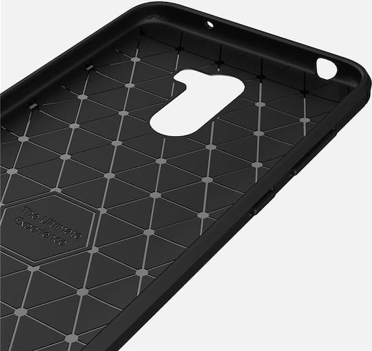 Carbon Fiber Brushed Задна корица Силикон Черен (Pocophone F1)