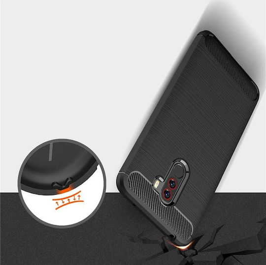 Carbon Fiber Brushed Задна корица Силикон Черен (Pocophone F1)