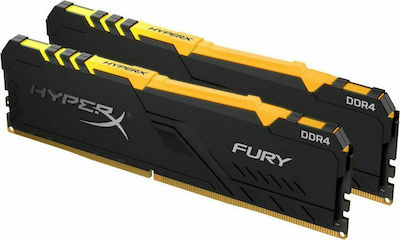 HyperX Fury RGB 16GB DDR4 RAM με 2 Modules (2x8GB) και Ταχύτητα 3200 για Desktop