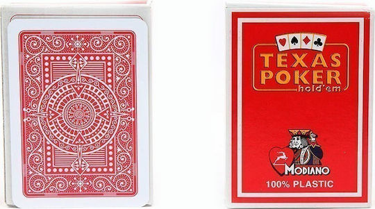 Modiano Texas Poker 2 Jumbo Playing Cards Plastic for Poker Red