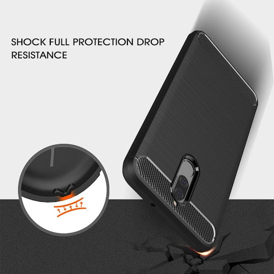 Hurtel Carbon Fiber Brushed Back Cover Σιλικόνης Μαύρο (Huawei Mate 10 Lite)