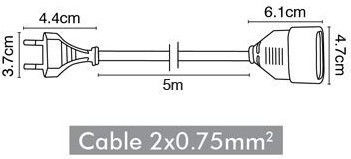 VK Lighting VK/10021 Extension Cable Cord 2x0.75mm²/5m White