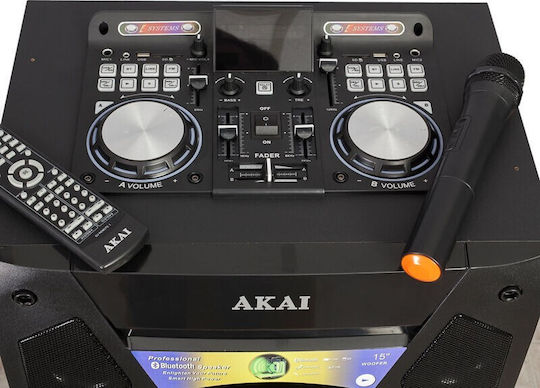 Akai Proffesional Karaoke-Lautsprecher mit Kabellosem Mikrofon und Lichteffekten DJ-S5H Schwarz