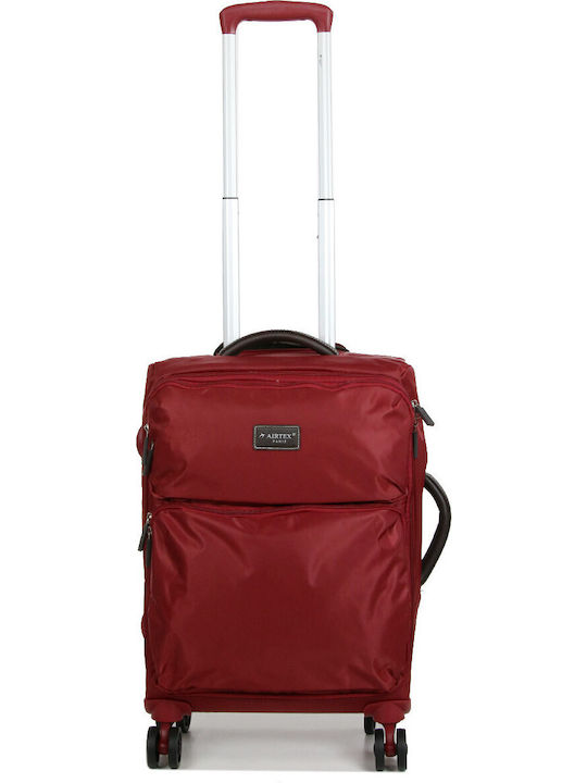 Airtex Paris Medium Travel Suitcase Fabric Burgundy with 4 Wheels Height 67cm