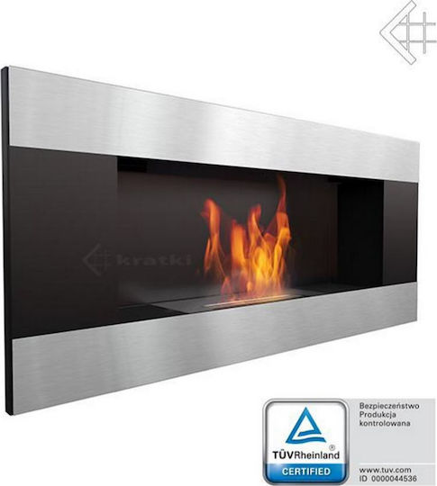 Kratki Delta 2 Horizontal Tuv Indoor Wall Mounted Bioethanol Fireplace Black 90x14.7x40cm