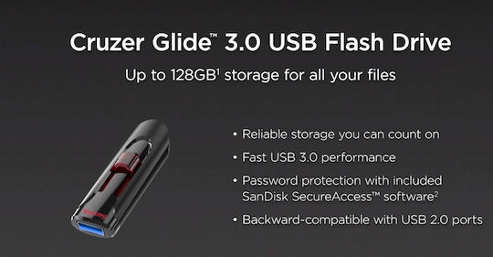 Sandisk Cruzer Glide 32GB USB 3.0 Stick Schwarz