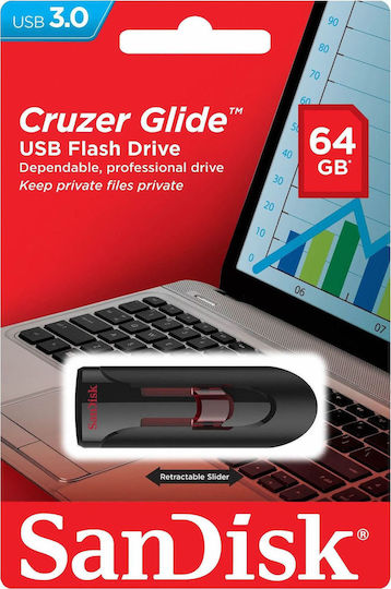 Sandisk Cruzer Glide 64GB USB 3.0 Stick Schwarz