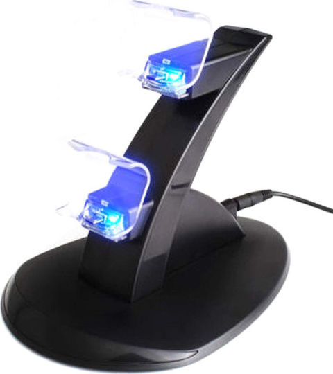 Dual Charge n Stand Charging Station for 2 controllers PS4 with LED lighting Black