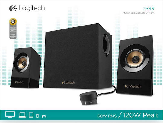 Logitech Z533 Компютърни тонколони 2.1 с мощност 120W в Черен цвят