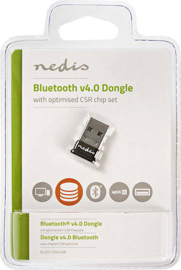 Nedis USB Bluetooth 4.0 Адаптер с Обхват 100м Черен (BLDO100V4BK)