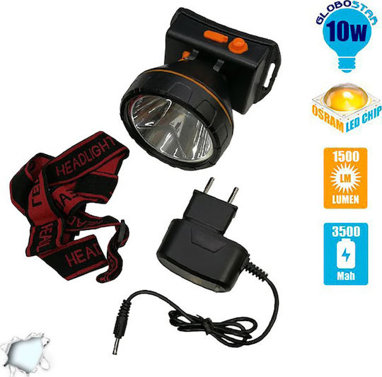 GloboStar Waterproof Rechargeable LED Head Flashlight 1500lm