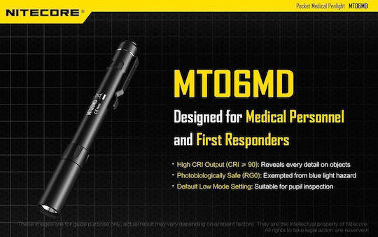 NiteCore Φακός LED IPX8 με Μέγιστη Φωτεινότητα 180lm Mt06md