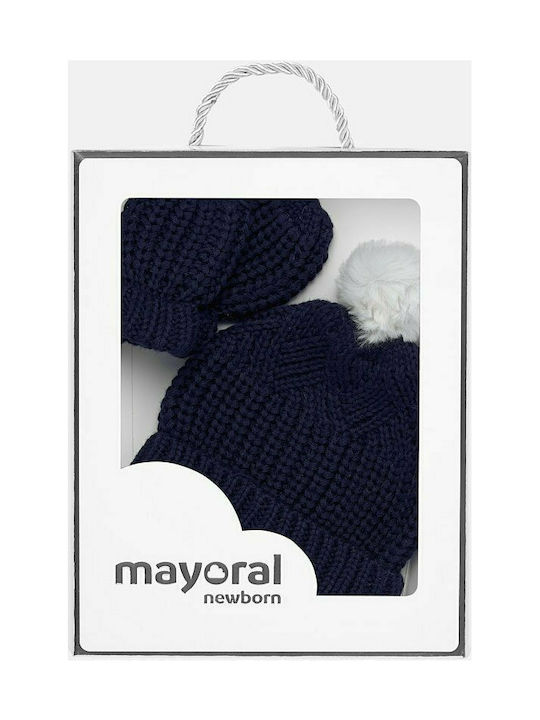 Mayoral Kids Knitted Beanie Set with Gloves Navy Blue