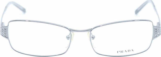 Prada Women's Metal Silver Prescription Eyeglass Frame VPR67H 5BQ1O1