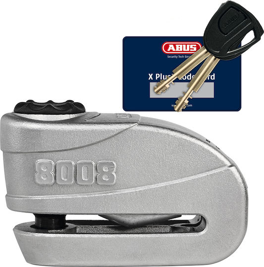 Abus Granit Detecto X Plus 8008 Motorcycle Disc Brake Lock with Alarm & 16mm Pin in Gray
