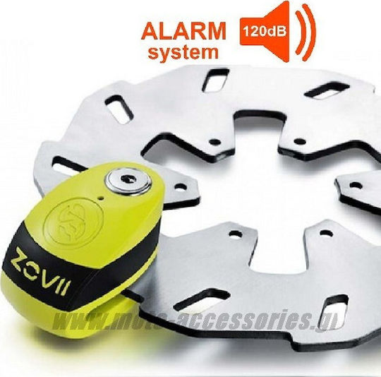 Zovii ZD10 Κλειδαριά Δισκόφρενου Μοτοσυκλέτας με Συναγερμό & Πείρο 10mm Ασημί Χρώμα
