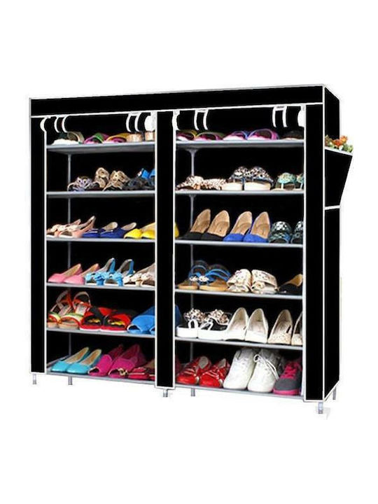 Fabric Shoe Organizer with 12 Shelves Black L118xD30xH120cm