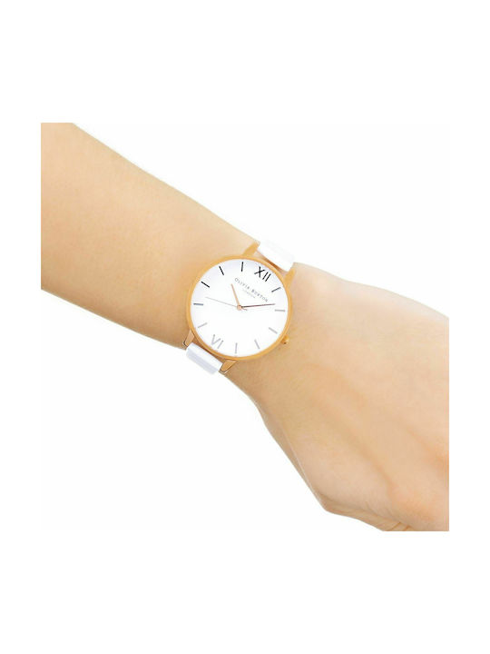 Olivia Burton Watch with White Leather Strap OB16BDW11