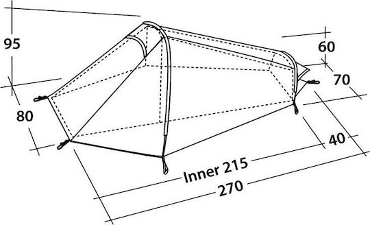 Robens Arrow Head Camping Tent Tunnel Red with Double Cloth 4 Seasons for 1 Person 270x80x95cm