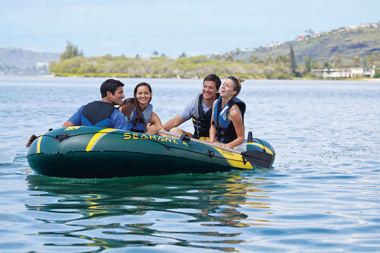 Intex Seahawk 4 Aufblasbare Boote 4 Personen Grüne mit 2 Paddeln & Pumpe 351x145cm