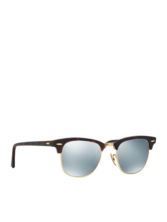 Ray Ban Clubmaster Unisex Sunglasses with Brown Tartaruga Frame and Silver Mirror Lens RB3016 114530