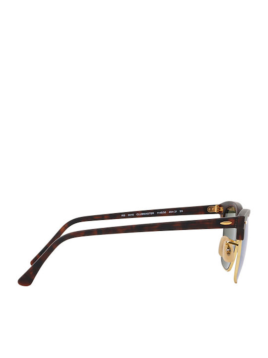 Ray Ban Clubmaster Unisex Sunglasses with Brown Tartaruga Frame and Silver Mirror Lens RB3016 114530