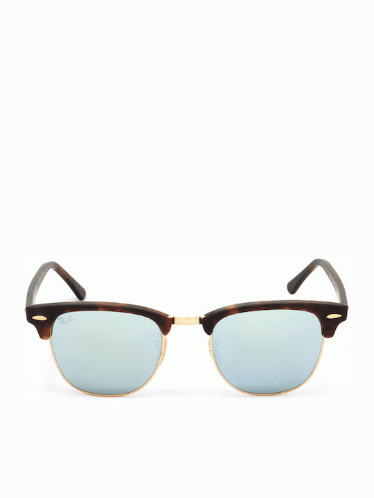 Ray Ban Clubmaster Unisex Sunglasses with Brown Tartaruga Frame and Silver Mirror Lens RB3016 114530