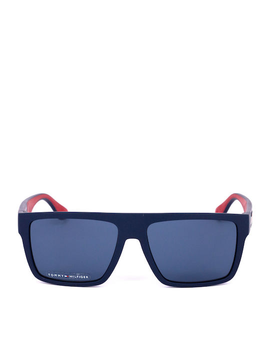 Tommy Hilfiger Men's Sunglasses with Navy Blue Plastic Frame and Blue Lens