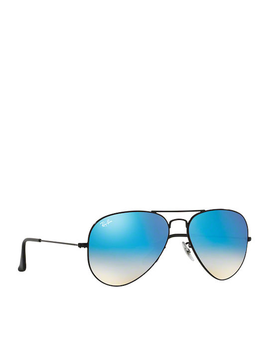Ray Ban Aviator Unisex Sunglasses with Black Metal Frame and Blue Gradient Mirror Lens RB3025 002/4O