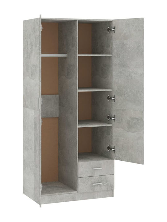 Double Door Wardrobe Grey Concrete Grey 80x52x180cm