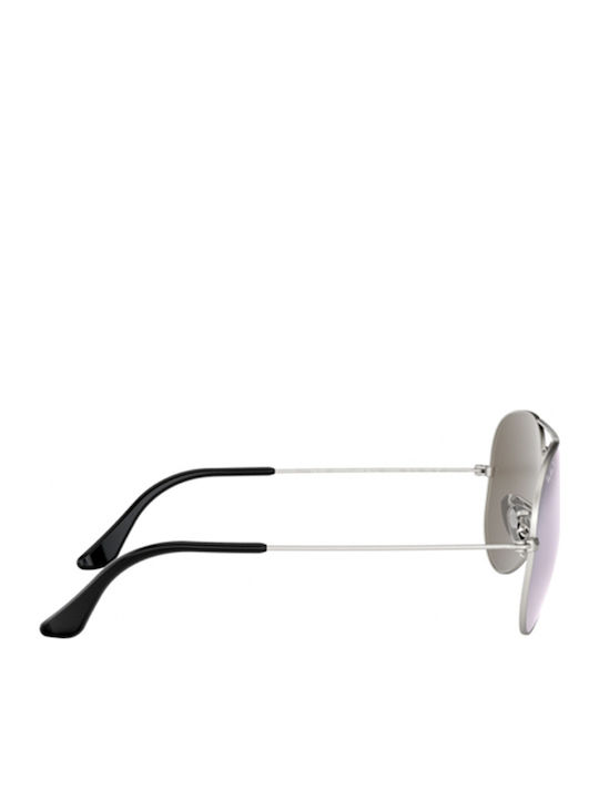 Ray Ban Aviator Unisex Sonnenbrille mit Silber Metall Gestell und Silber Polarisiert Spiegel Linse RB3025 019/W3