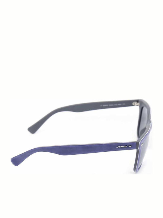 Sting Men's Sunglasses with Blue Horn-Rimmed Frame and Mirror Lenses SS6428 N58X