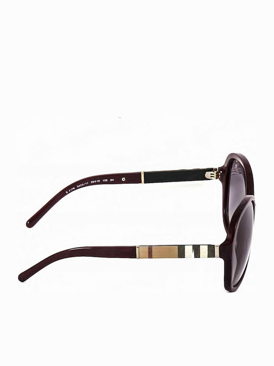 Burberry Women's Sunglasses with Burgundy Horn-Rimmed Frame and Purple Gradient Lenses BE4178 3403/11
