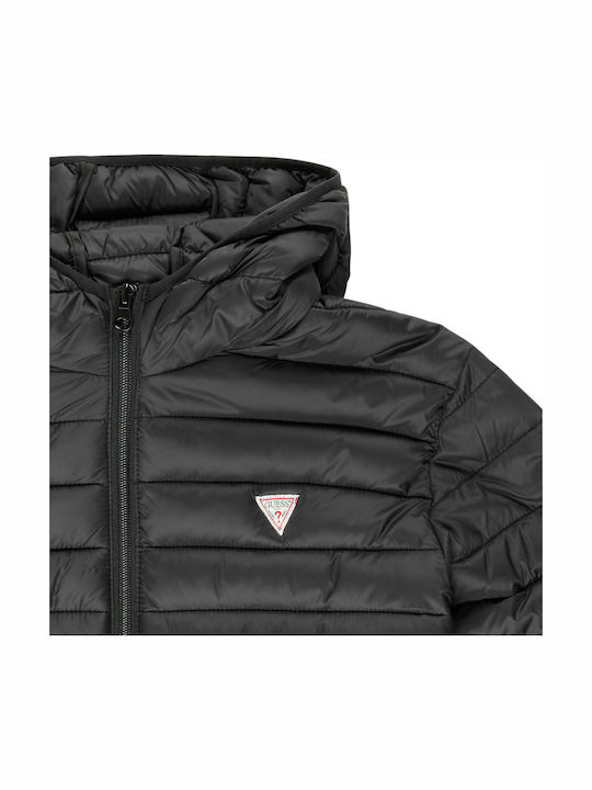 Kids' Quilted Jacket Short with Lining & Hood Black