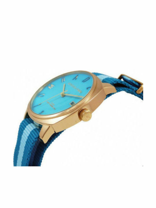 Devota & Lomba Women's Watch with Turquoise Fabric Strap