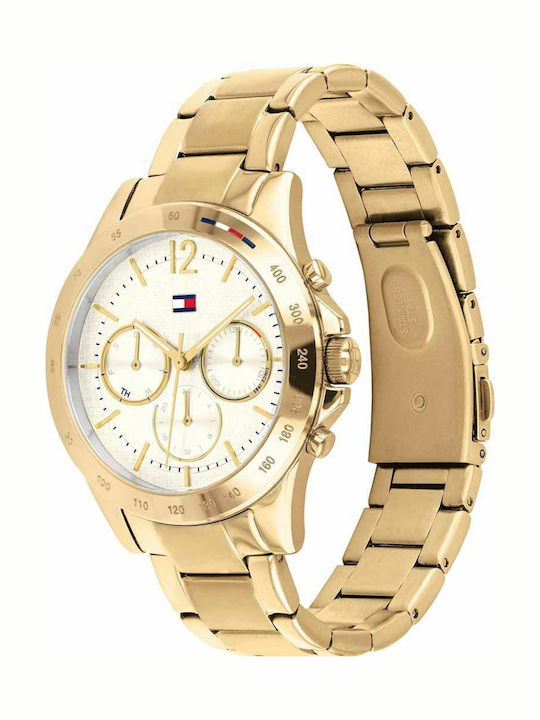 Tommy Hilfiger Haven Γυναικείο Ρολόι 38mm Χρονογράφος Μπαταρίας με Χρυσό Μεταλλικό Μπρασελέ
